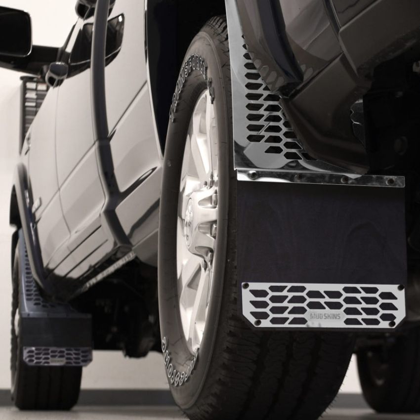 Putco 78060 10-18 Ram HD Dually - (Fits Front) - Set of 2 Mud Skins - Polished SS w/ Hex Shield