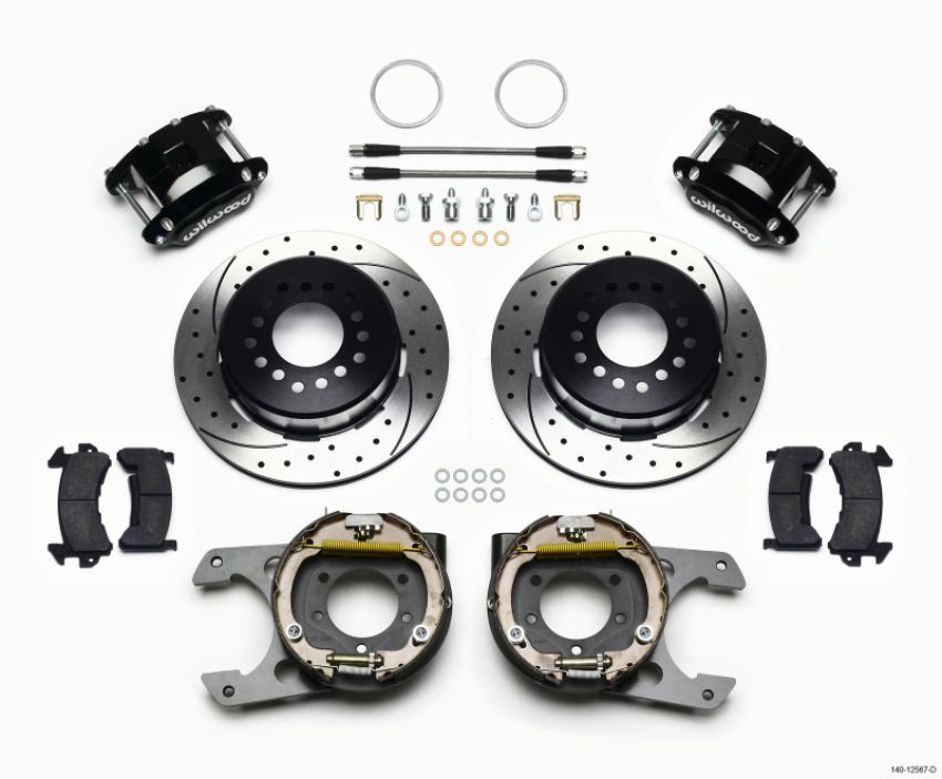 Wilwood 140-12567-D D154 P/S Park Brake Kit Drilled Jeep Dana 35 2.56 Off 5-lug w/ lines