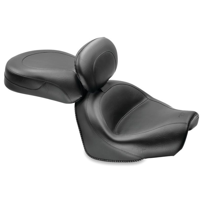 Mustang Motorcycle 79571 Mustang 09-17 Yamaha V-Star 950, 950 Tourer Std Touring 2PC Seat w/Driver Backrest - Black