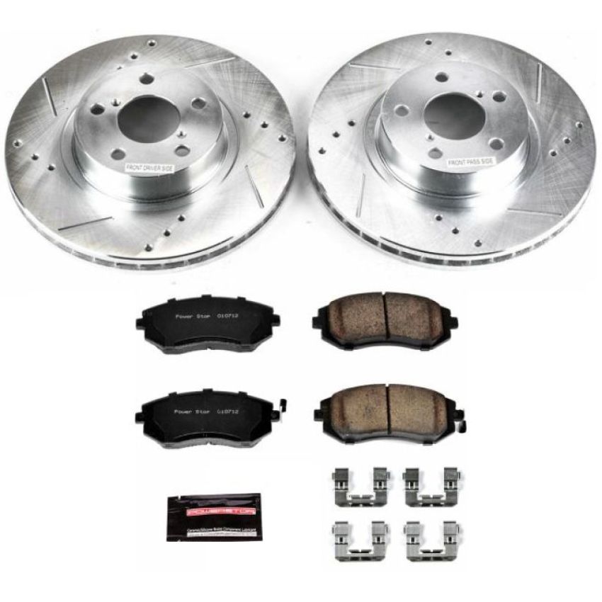 PowerStop K1124 Z23 Daily Driver Carbon-Fiber Ceramic Brake Pad and Drilled & Slotted Rotor Kit