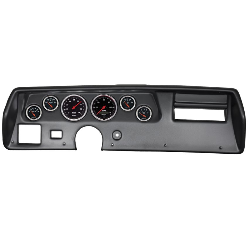 AutoMeter 7025-DB Designer Black 70-72 Chevelle SS/El Camino Dash Kit 6pc Tach/ MPH/ Fuel/ Oil/ WTMP/ Volt