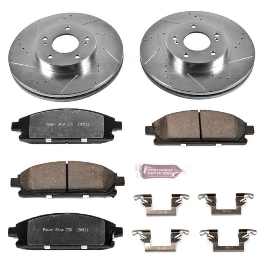 PowerStop K1179-36 Z36 Truck and SUV Carbon-Fiber Ceramic Brake Pad and Drilled & Slotted Rotor Kit