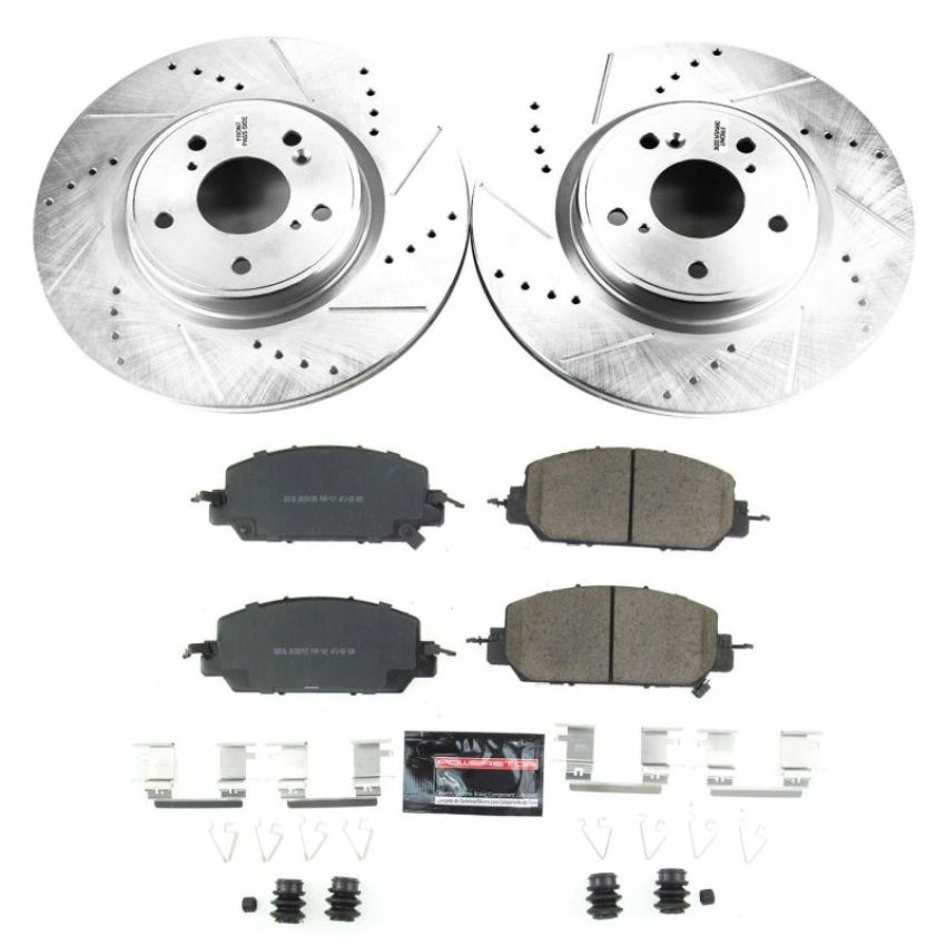 PowerStop K7872 Z23 Daily Driver Carbon-Fiber Ceramic Brake Pad and Drilled & Slotted Rotor Kit