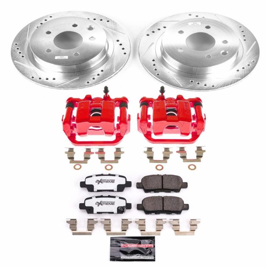 PowerStop KC6761A-26 Z26 Street Performance Ceramic Brake Pad, Drilled Slotted Rotor, and Caliper Kit
