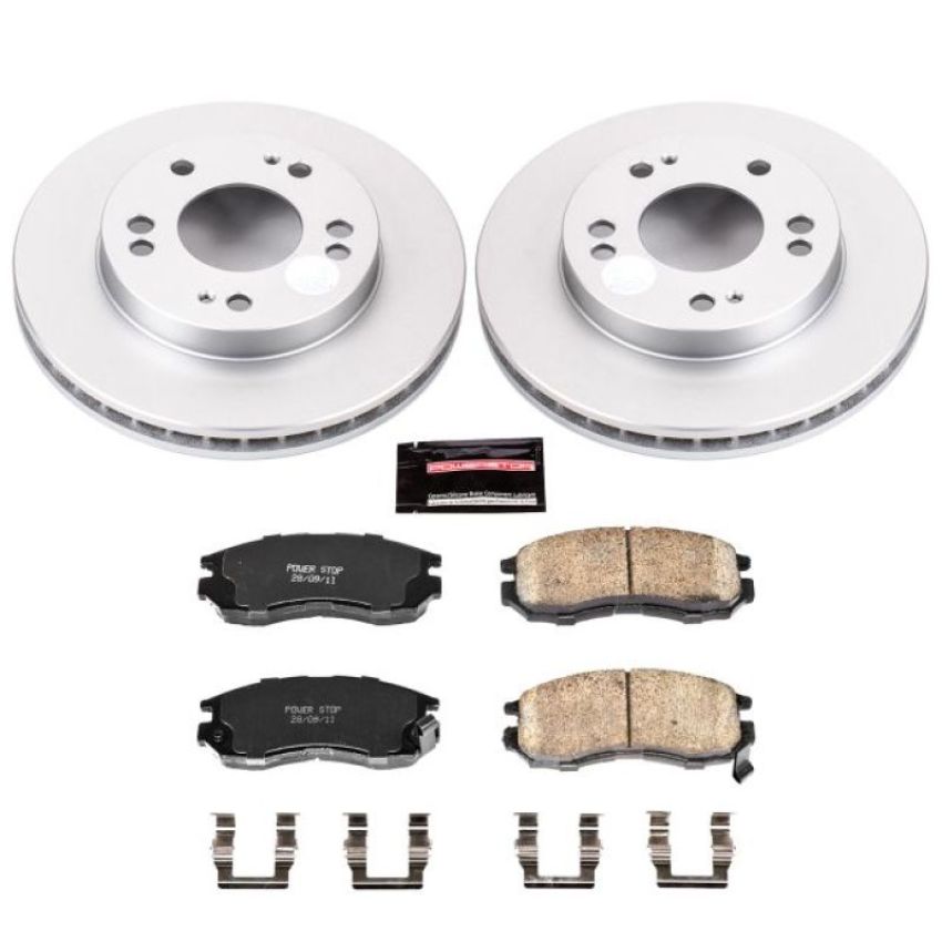 PowerStop CRK681 Genuine Geomet Coated Rotor and Low-Dust Ceramic Brake Pad Kit
