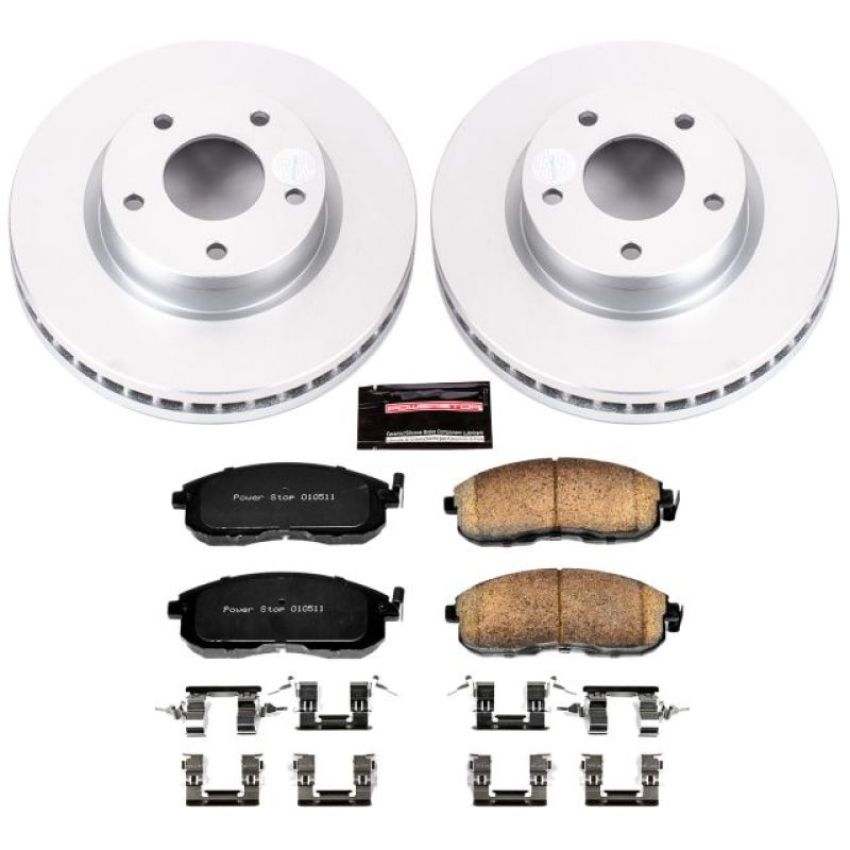 PowerStop CRK6961 Genuine Geomet Coated Rotor and Low-Dust Ceramic Brake Pad Kit
