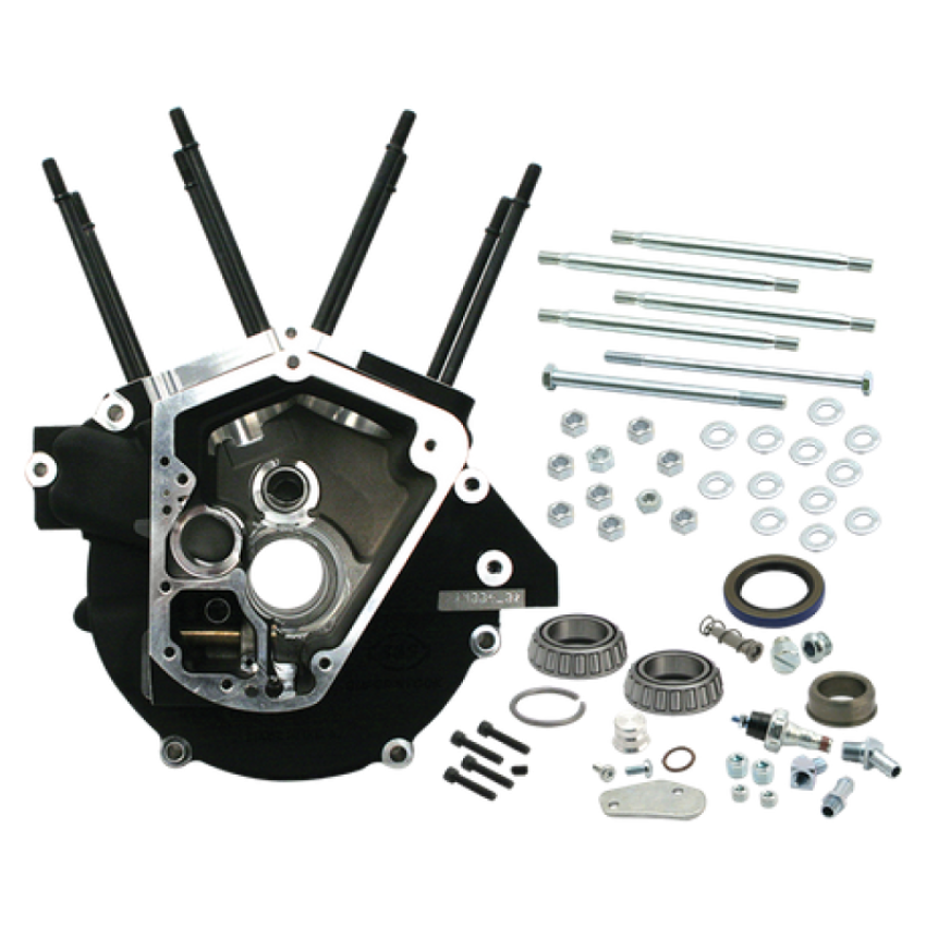 S&S Cycle 31-0055 92-99 BT w/ Stock Bore Super Stock Alternator Syle Crankcase - Wrinkle Black