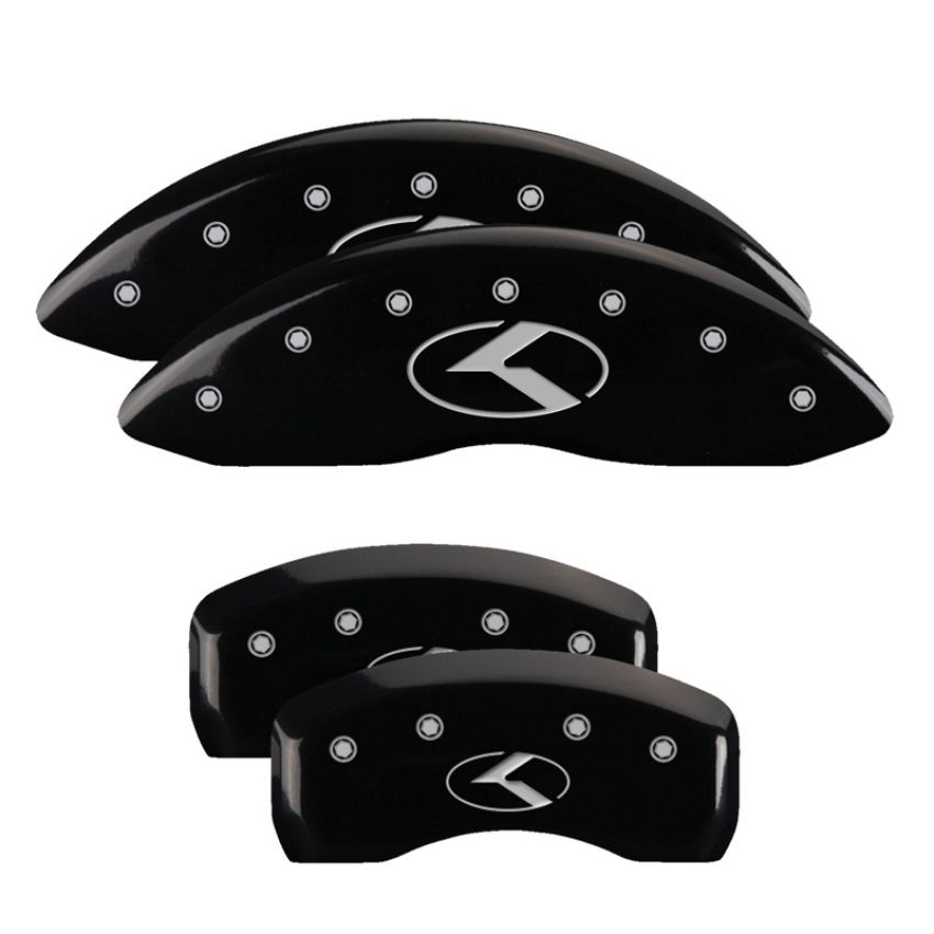 MGP 21183SCRKBK 4 Caliper Covers Engraved Front & Rear Circle K/Kia Black finish silver ch