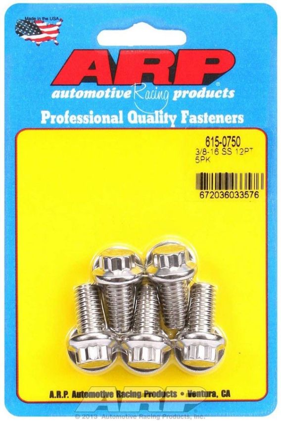 ARP ARP615-0750 S/S Bolt Kit - 12pt. (5) 3/8-16 x 0.750