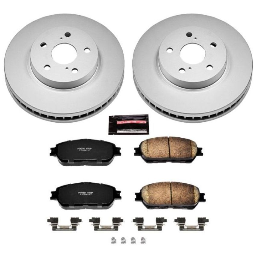 PowerStop CRK5438 Genuine Geomet Coated Rotor and Low-Dust Ceramic Brake Pad Kit