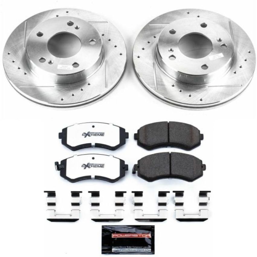 PowerStop K754-26 Z26 Street Performance Ceramic Brake Pad and Drilled & Slotted Rotor Kit