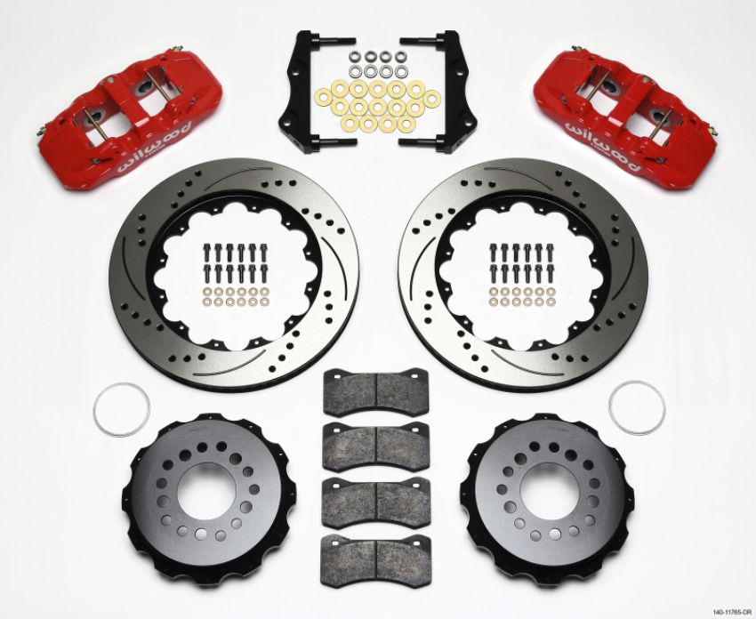 Wilwood 140-11765-DR AERO4 Rear Kit 14.25in Drilled Red 2006-10 Magnum/Challngr/Chrgr/300C