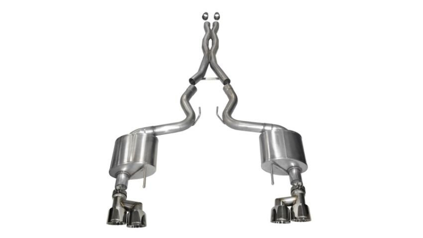 CORSA Performance 14335 Corsa 2015-2017 Ford Mustang GT 5.0 3in Cat Back Exhaust Polish Quad Tips (Xtreme)