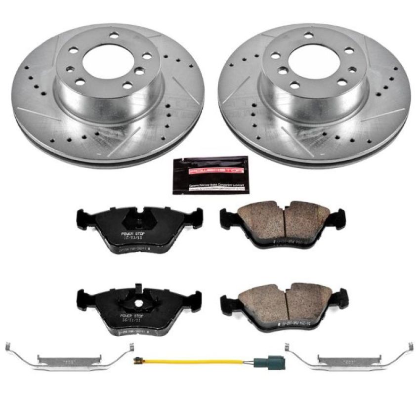 PowerStop K7334 Z23 Daily Driver Carbon-Fiber Ceramic Brake Pad and Drilled & Slotted Rotor Kit