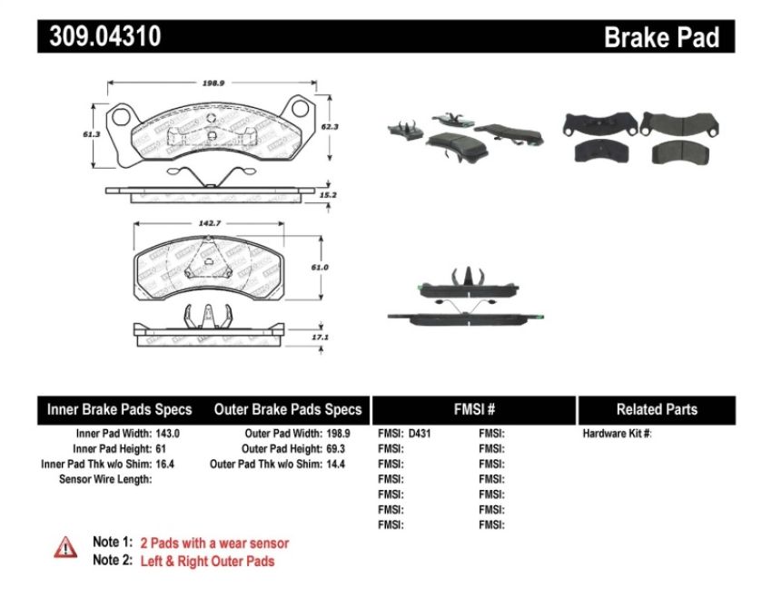 Stoptech 309.04310 Performance Brake Pads