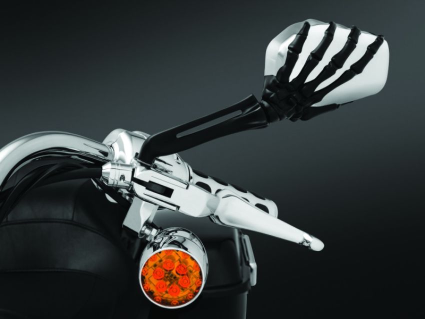 Kuryakyn 1764 Skeleton Hand Mirrors Black/Chrome