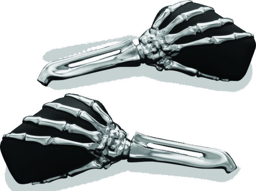 Kuryakyn 1759 Skeleton Hand Mirrors Chrome/Black