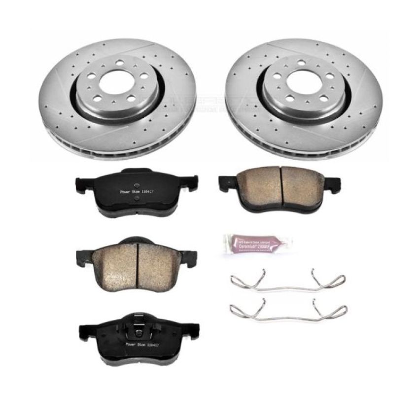 PowerStop K5193 Z23 Daily Driver Carbon-Fiber Ceramic Brake Pad and Drilled & Slotted Rotor Kit