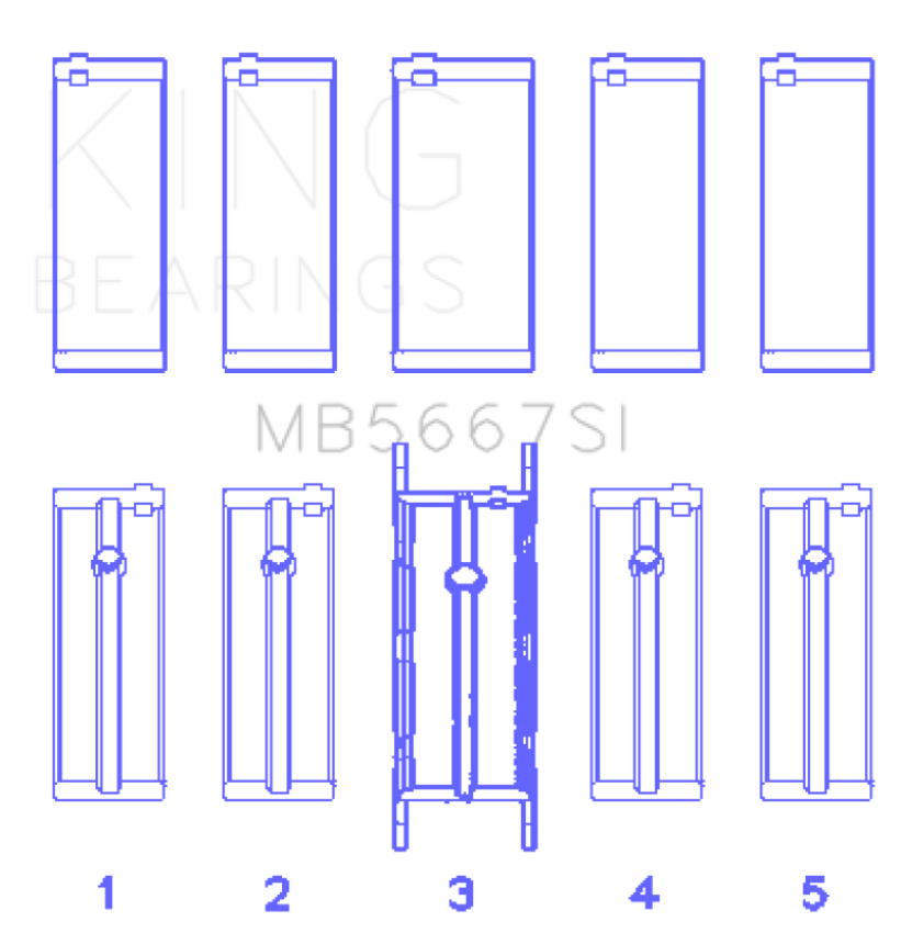 King Mini W10B16A/W11B16A (Size STD) Silicon Bi-Metal Aluminum Main Bearing Set