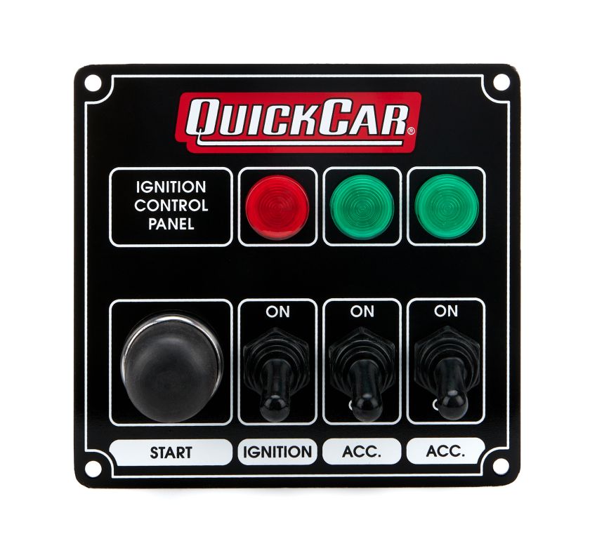 QUICKCAR RACING PRODUCTS QRP50-825 Ignition Panel Black w/ 2 Acc. & Lights