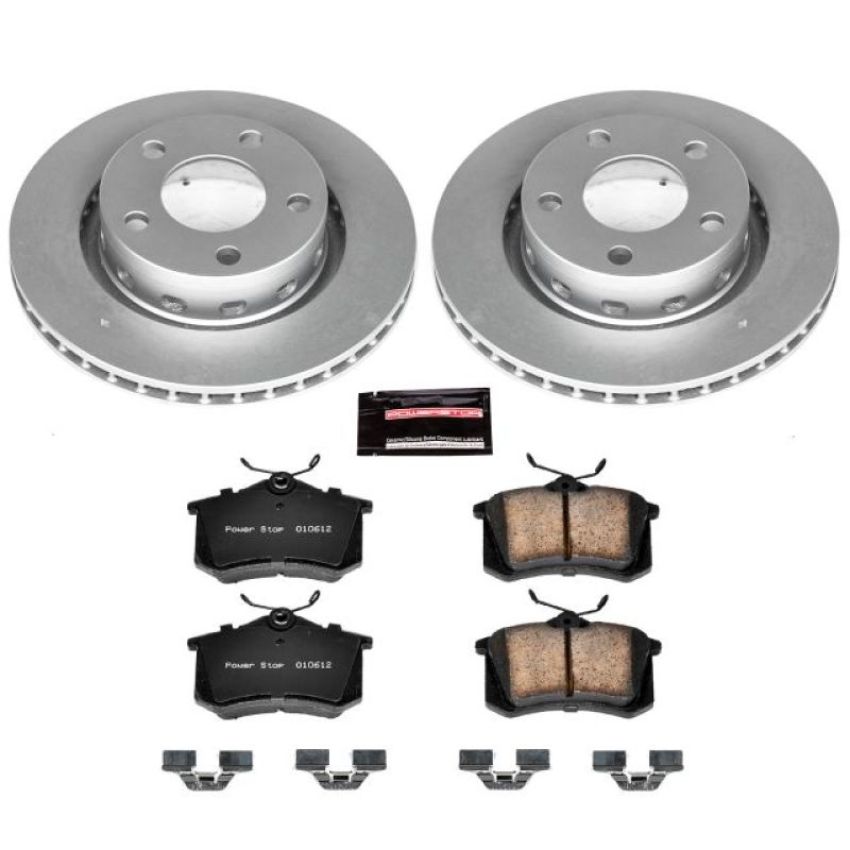 PowerStop CRK4844 Genuine Geomet Coated Rotor and Carbon-Fiber Ceramic Brake Pad Kit