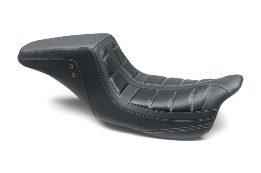 Mustang Motorcycle 75239GM Mustang 08-21 HD Electra Glide,Rd Glide,Rd King,St Glide Squareback 1PC Seat - Black w/Gry Stitching