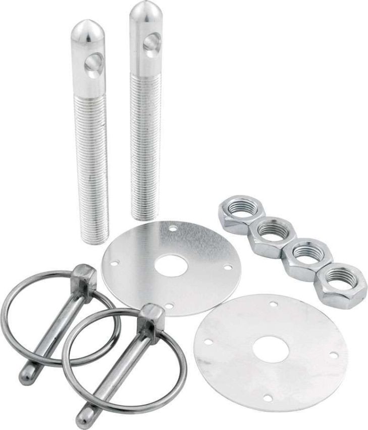 ALLSTAR PERFORMANCE ALL18500 Alum Hood Pin Kit 1/2in with 1/4in Clips Silver