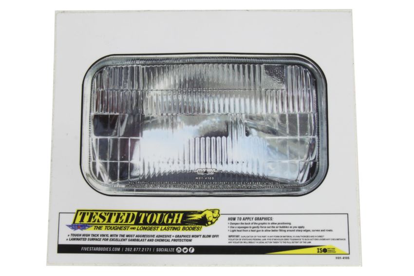 FIVESTAR FIVH01-410S Univer. Headlight Decal 5.62in x  3.25in