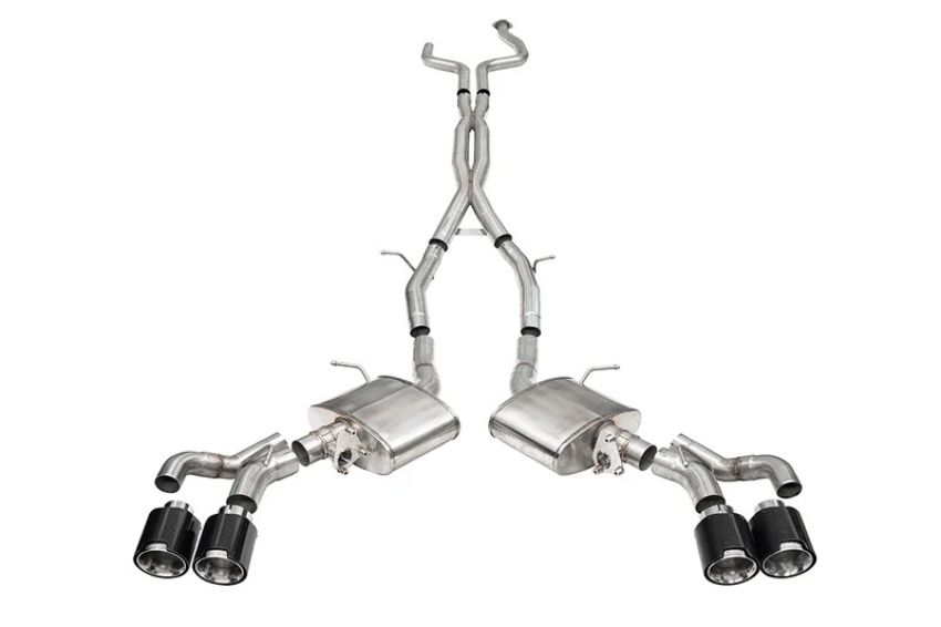 CORSA Performance 21320CF Corsa 2022-24 Cadillac CT5 V Blackwing 3in. Cat-Back w/ Act. Exh. - Dbl X-Pipe - Twin 4.5in. CF Tips