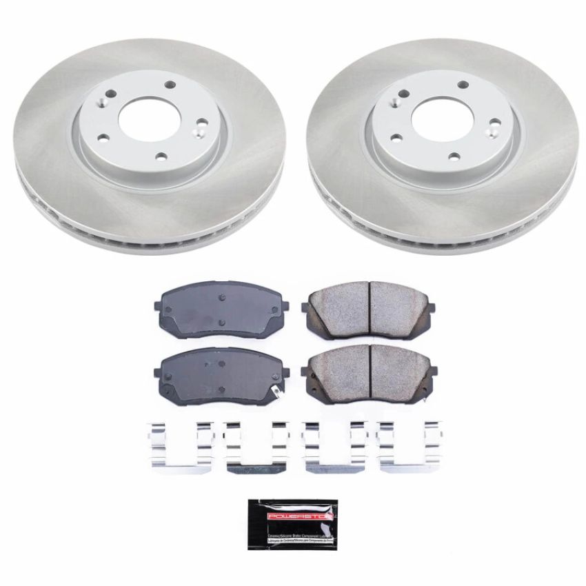 PowerStop SC6087 Semi-Coated Rotor and Low-Dust Ceramic Brake Pad Kit