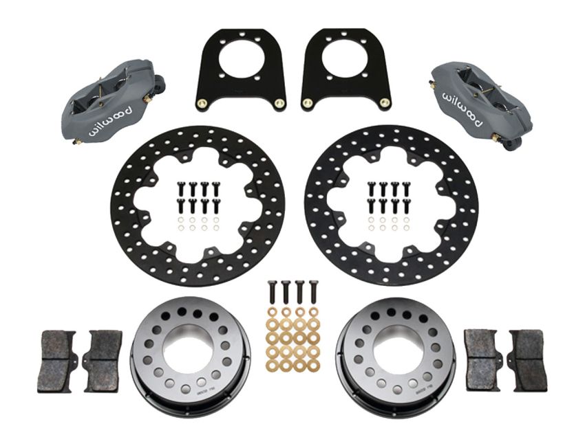 Wilwood 140-4545-BD Forged Dynalite Rear Drag Kit Drilled Rotor Chev 12 Bolt w/Clip Eliminator
