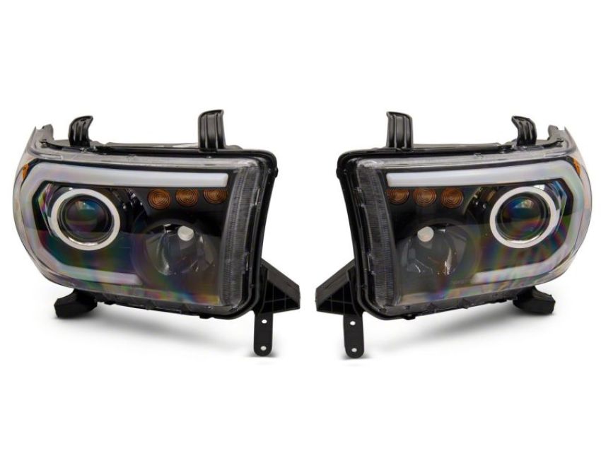 Raxiom TU16006 07-13 Toyota Tundra Axial Series Projector Headlights w/ LED Bar- Blk Housing (Clear Lens)