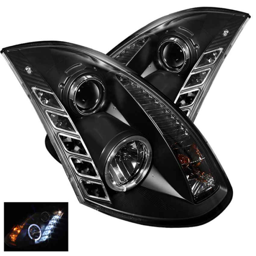 SPYDER 5011060 Projector Headlights - LED Halo - DRL - Black