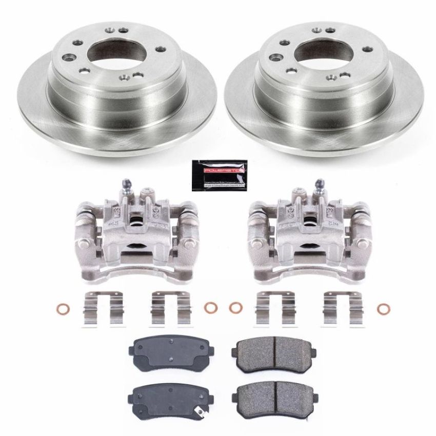 PowerStop KCOE6093A OE Stock Replacement Low-Dust Ceramic Brake Pad, Rotor and Caliper Kit