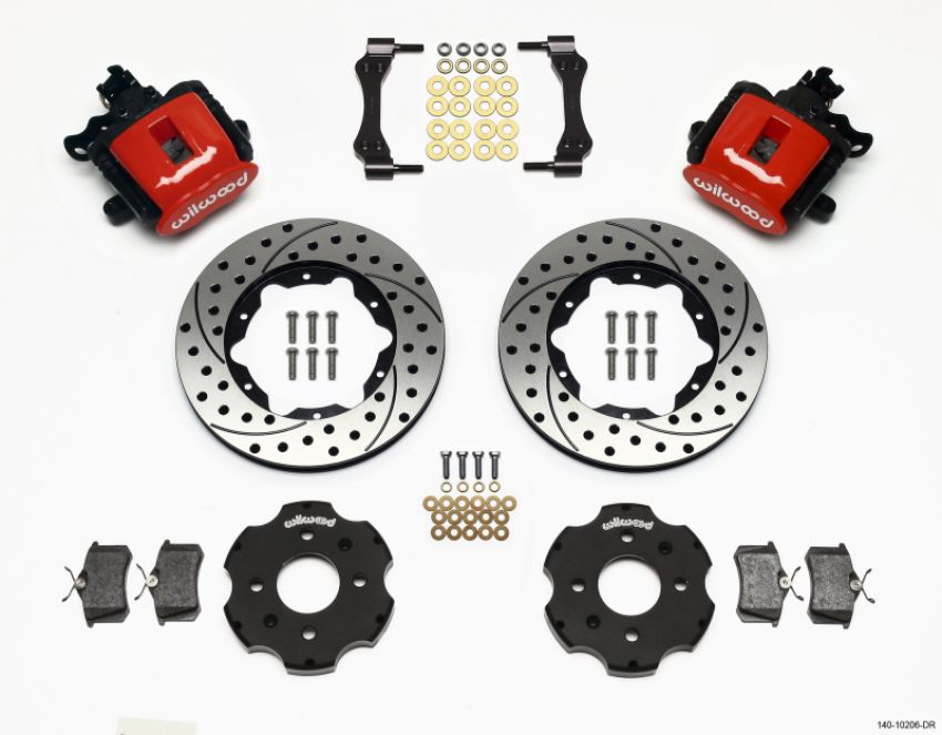 Wilwood 140-10206-DR Combination Parking Brake Rear Kit 11.00in Drilled Red Civic / Integra Disc 2.39 Hub Offset