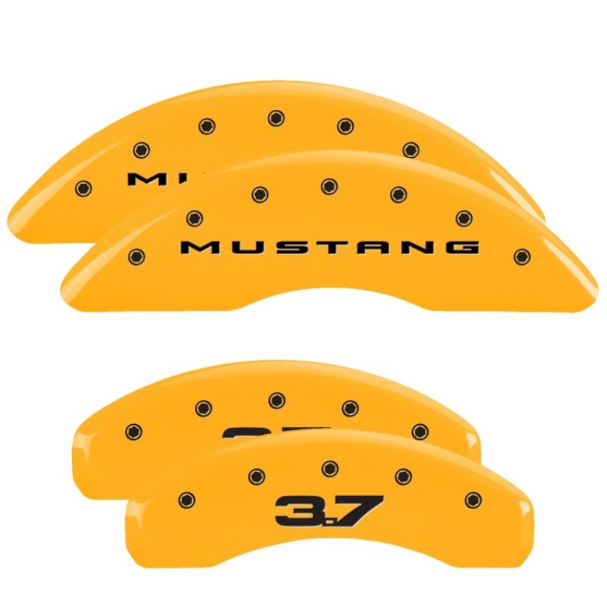 MGP 10204SM32YL 4 Caliper Covers Engraved Front 2015/Mustang Engraved Rear 2015/37 Yellow finish black ch