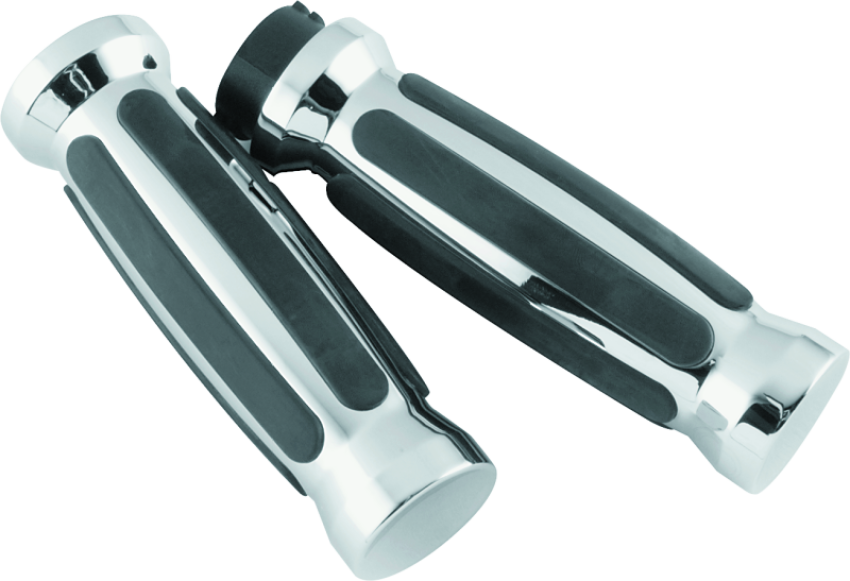 Bikers Choice 498414 81-17 XL & Big Twin Dual Cable Chrome & Black Sensation Grips Pr