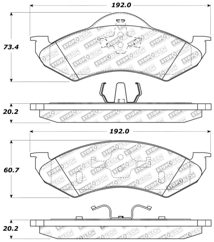 Stoptech 309.08200 Sport Brake Pads w/Shims - Rear