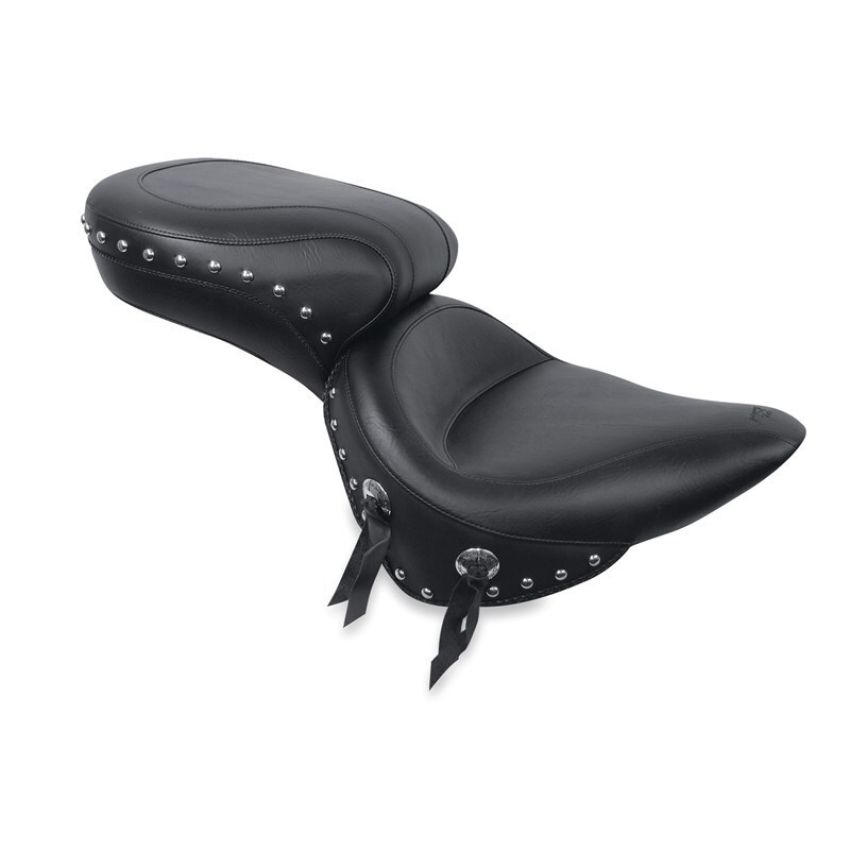Mustang Motorcycle 76047 Mustang 00-15 Harley Softail Standard Rear Tire Wide Touring 1PC Seat w/Studs - Black