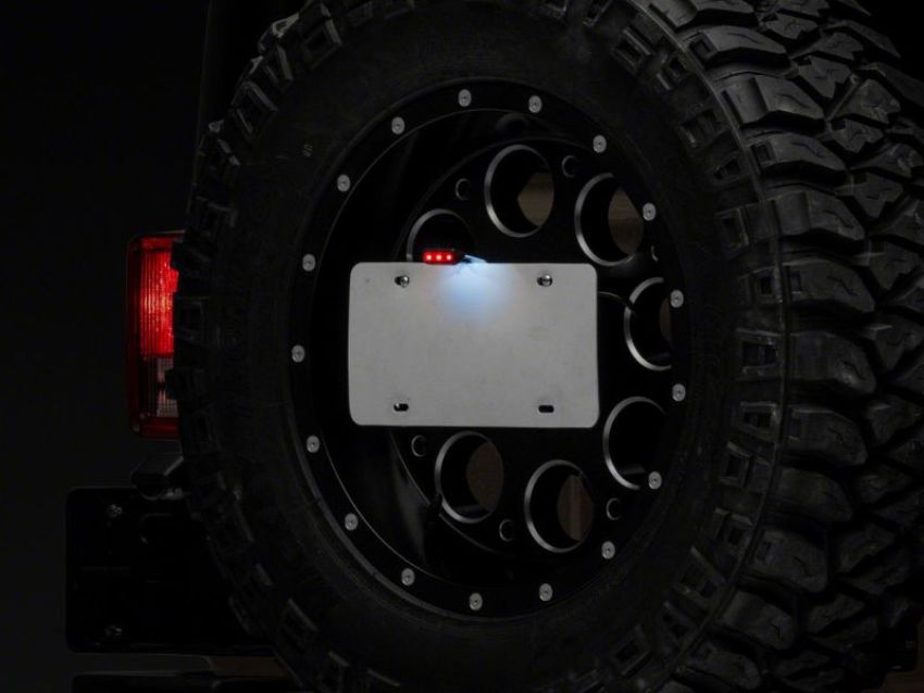 Raxiom J132759 07-18 Jeep Wrangler JK Axial Series License Plate Bracket w/ LED Brake Light