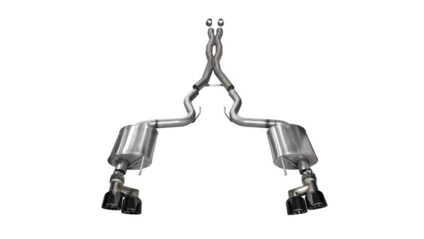 CORSA Performance 14337BLK Corsa 2015-2017 Ford Mustang GT 5.0 3in Cat Back Exhaust Black Quad Tips (Sport)