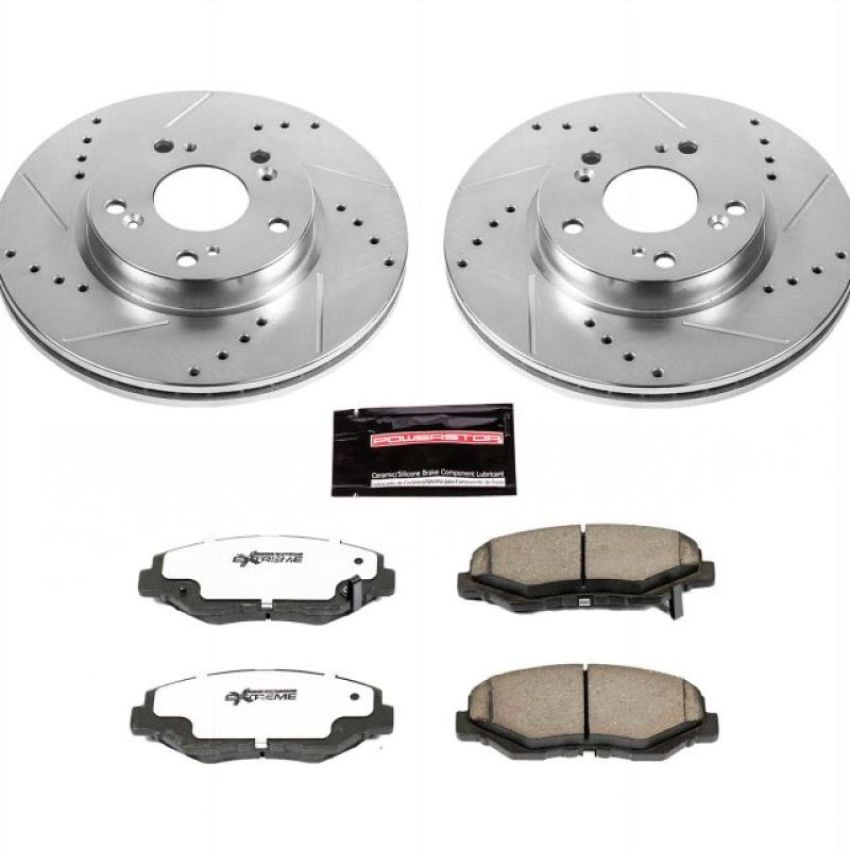 PowerStop K6490-26 Z26 Street Performance Ceramic Brake Pad and Drilled & Slotted Rotor Kit