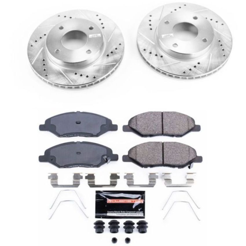PowerStop K5862 Z23 Daily Driver Carbon-Fiber Ceramic Brake Pad and Drilled & Slotted Rotor Kit
