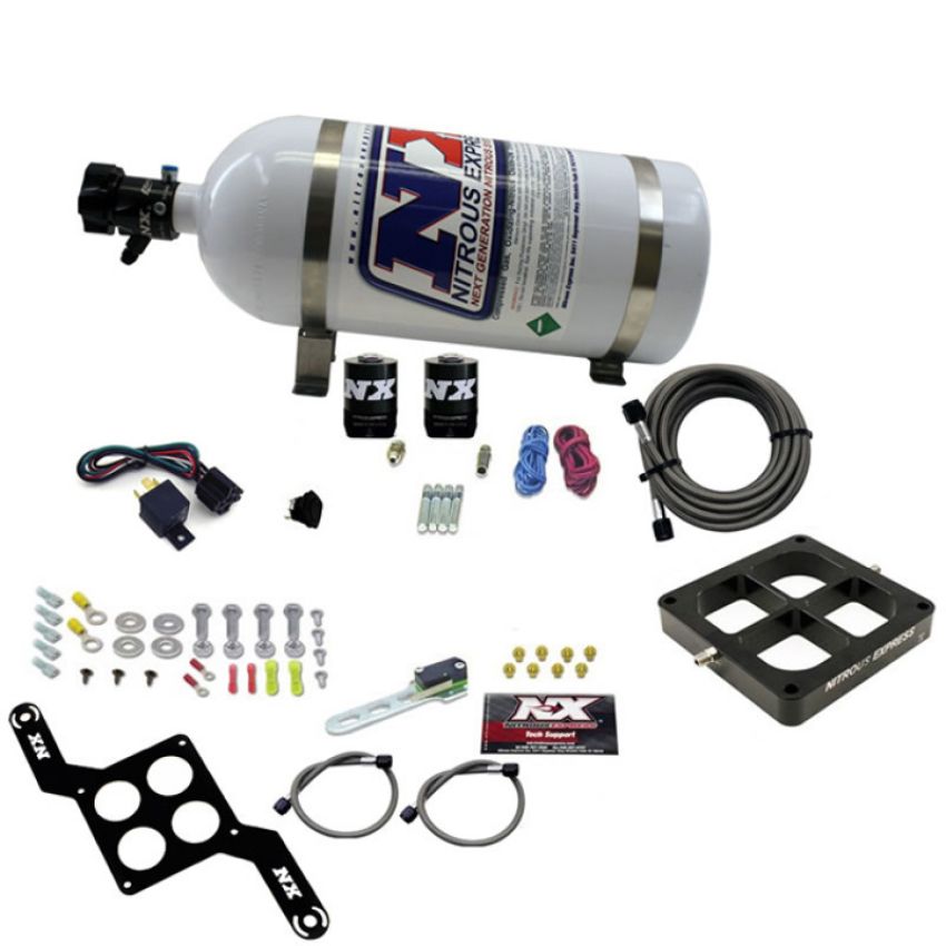 Nitrous Express 63570-10 DOMINATOR SINGLE ENTRY BILLET CROSSBAR, PRO POWER, (100-500HP) W/ 10LB BOTTLE