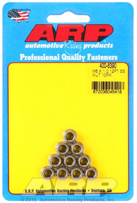 ARP ARP400-8390 6mm x 1.00 12pt Nuts 10pk Stainless Steel