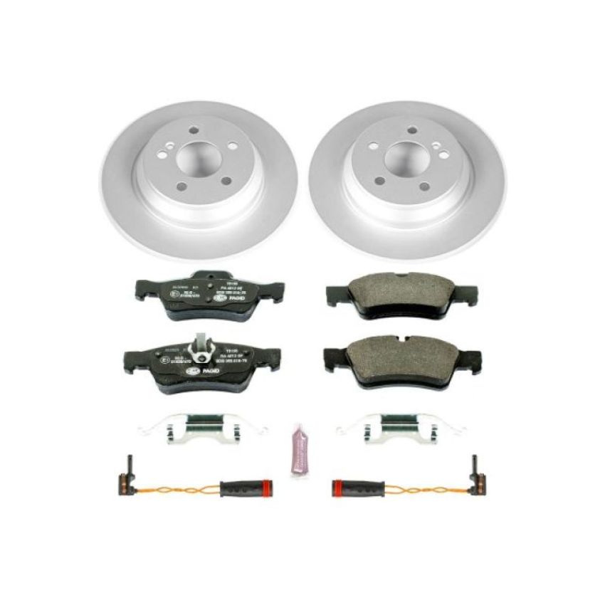 PowerStop ESK3069 Genuine Geomet Coated Rotors, ECE-R90 Brake Pads + Hardware Kit