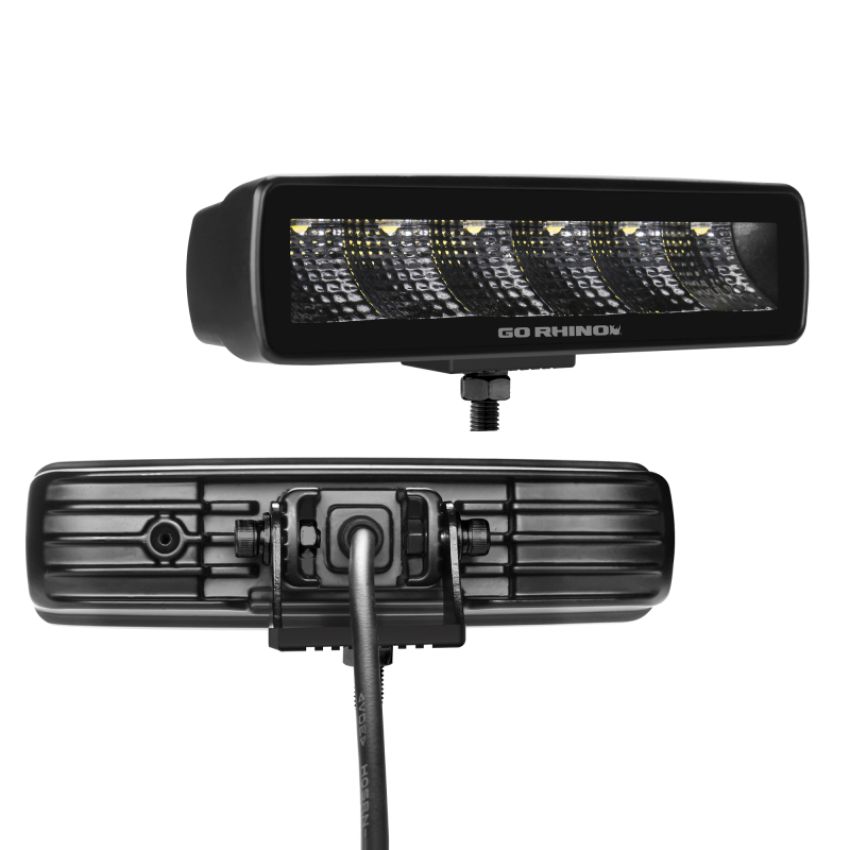 Go Rhino 750300621FBS Xplor Blackout Series Sixline LED Flood Light Kit (Surface/Threaded Stud Mnt) - Blk (Pair)