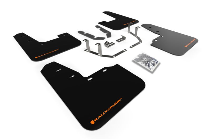 Rally Armor MF60-UR-BLK/OR Black Mud Flap/Orange Logo