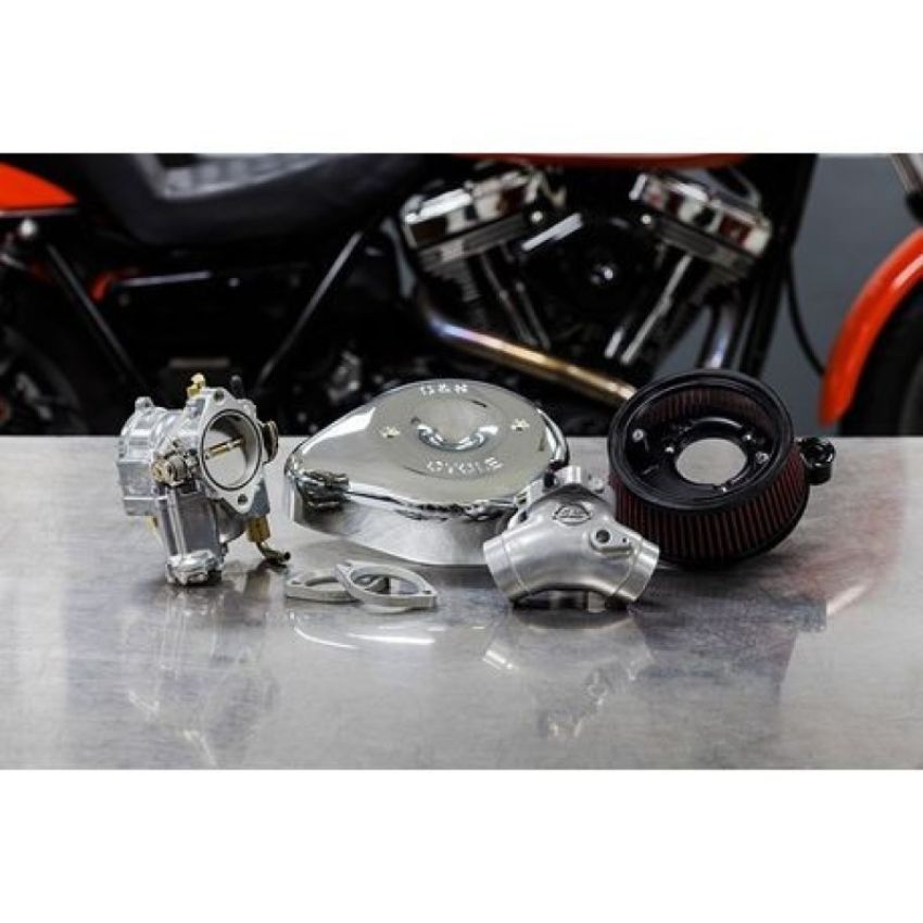 S&S Cycle 110-0151 2006 BT Super E Carburetor &  Stealth Air Cleaner Kit w/ Chrome Teardrop