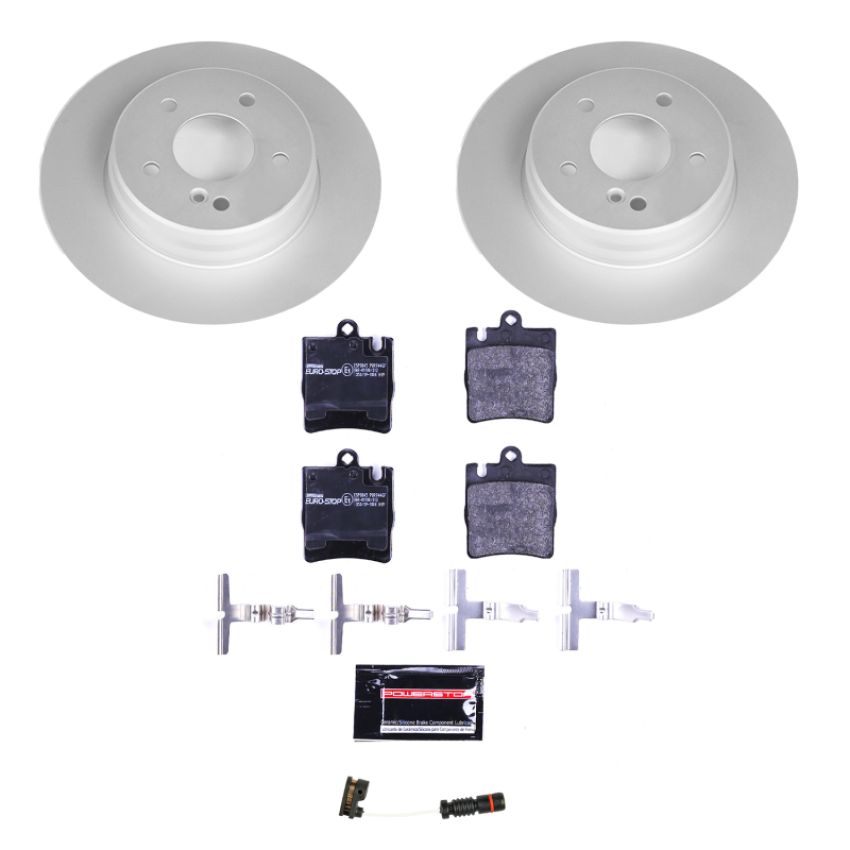 PowerStop ESK627 Genuine Geomet Coated Rotors, ECE-R90 Brake Pads + Hardware Kit